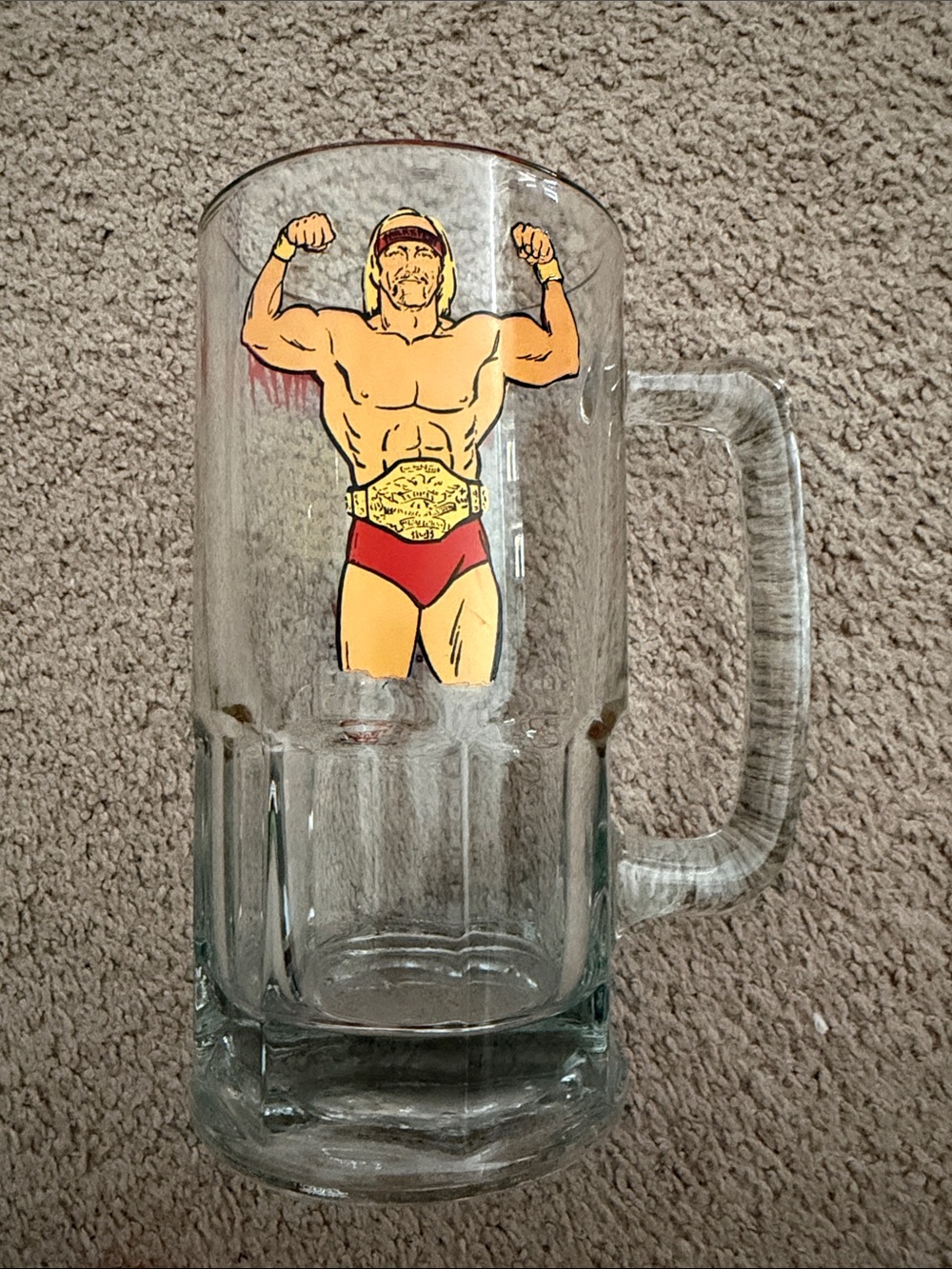 Hulk Hogan Vintage Beer stein Mug Large Glass Collectable
